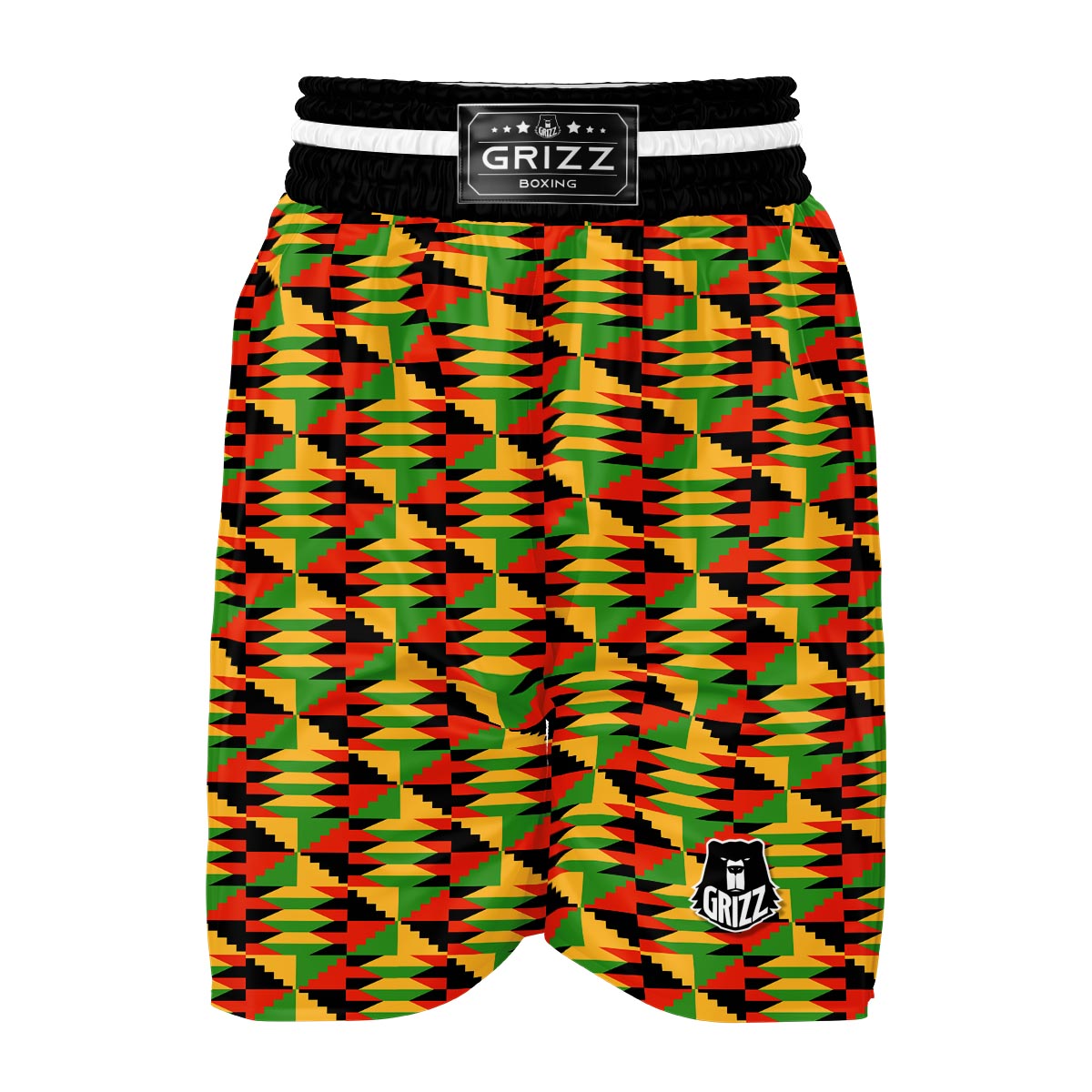 Kente African Pattern Print Boxing Shorts-grizzshop