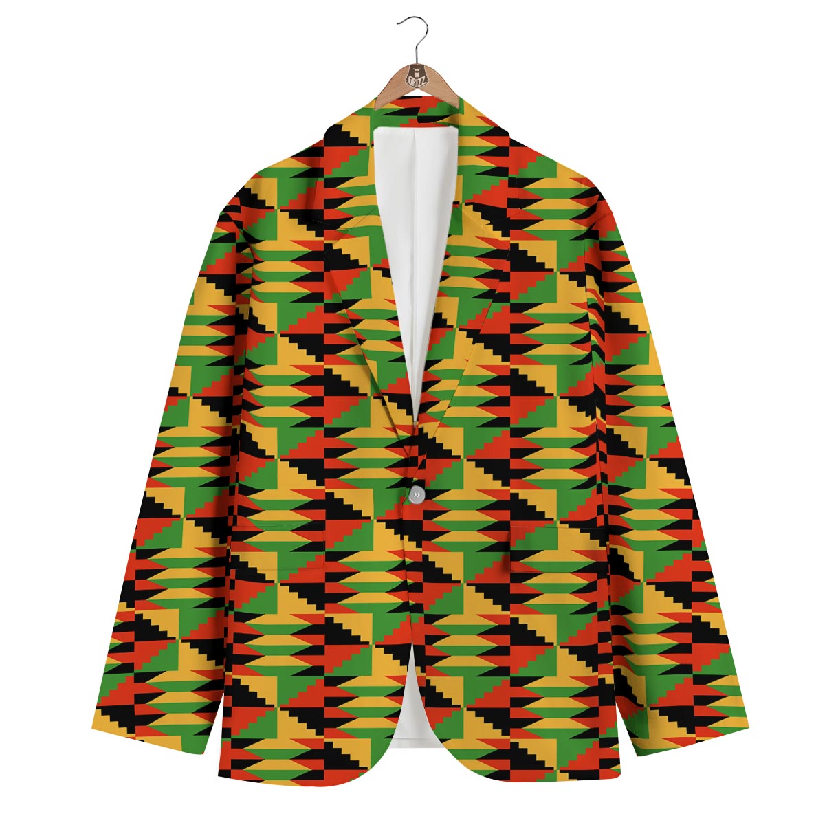 Kente African Pattern Print Men's Blazer-grizzshop