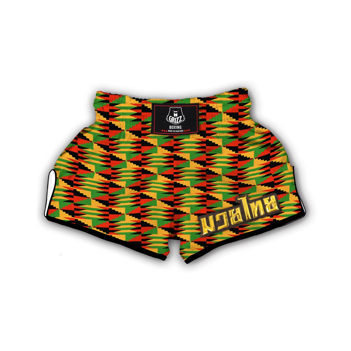 Kente African Pattern Print Muay Thai Boxing Shorts-grizzshop