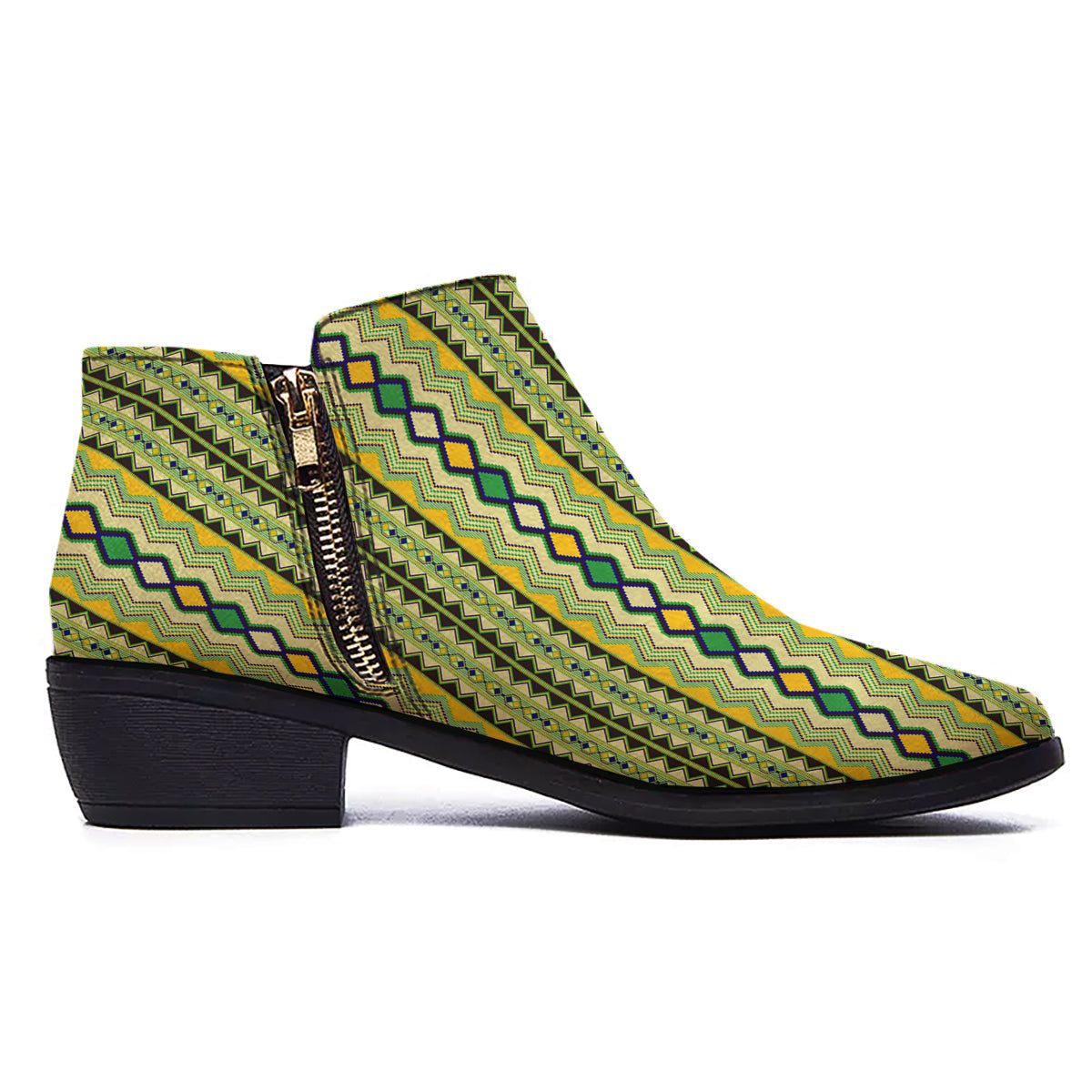 Kente African Print Pattern Ankle Boots-grizzshop