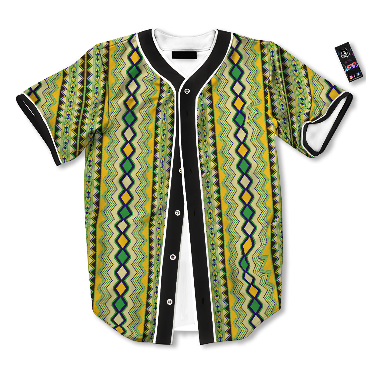 Kente African Print Pattern Baseball Jersey-grizzshop