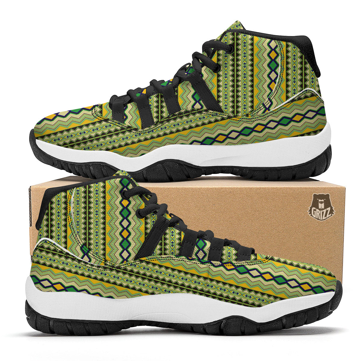 Kente African Print Pattern Black Bball Shoes-grizzshop