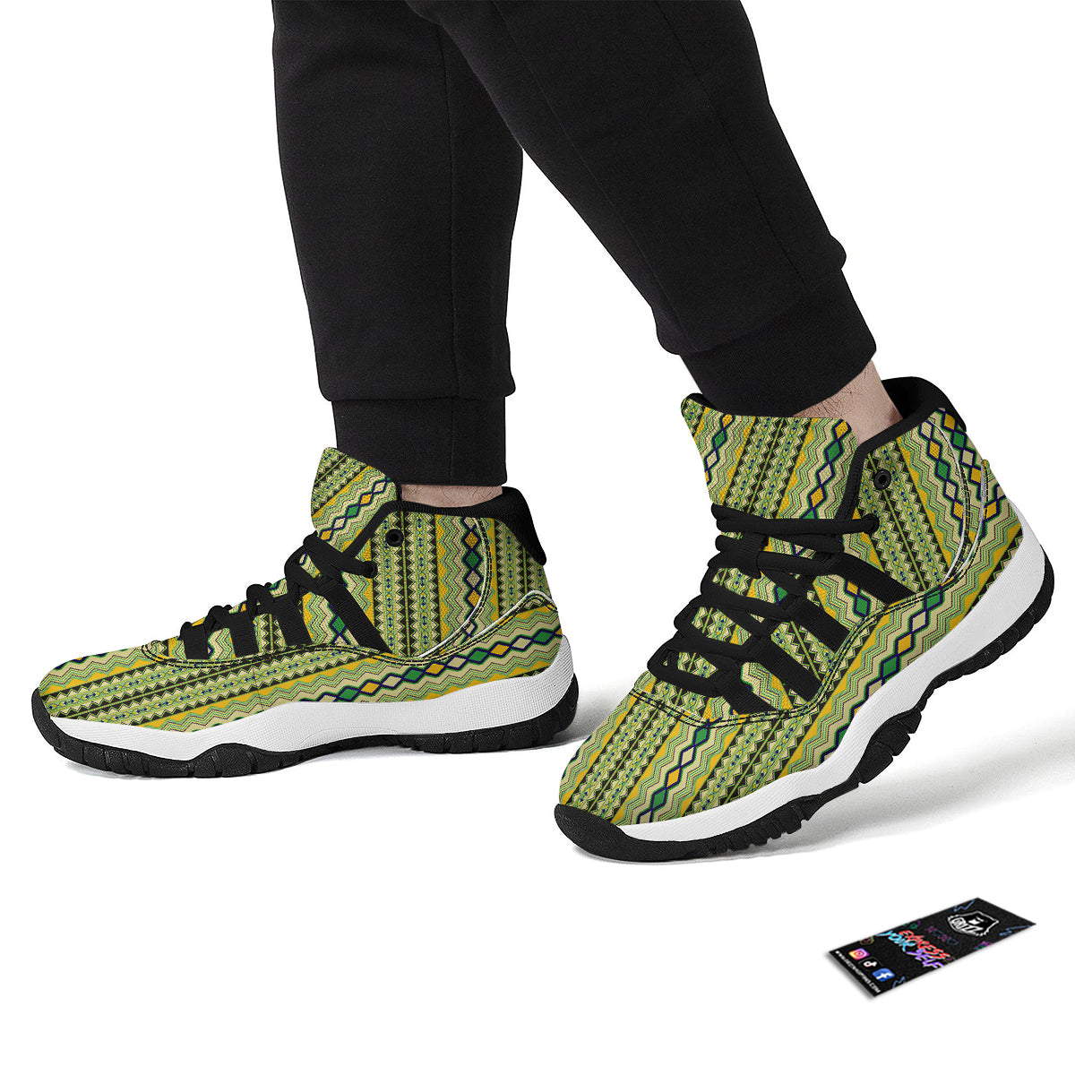 Kente African Print Pattern Black Bball Shoes-grizzshop