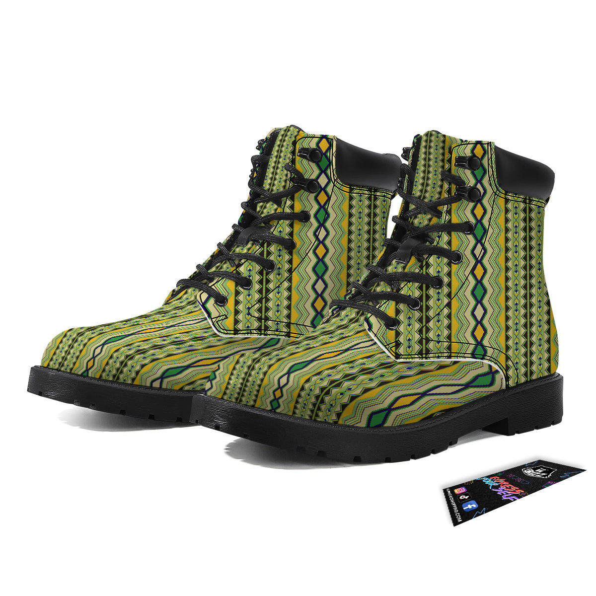 Kente African Print Pattern Boots-grizzshop