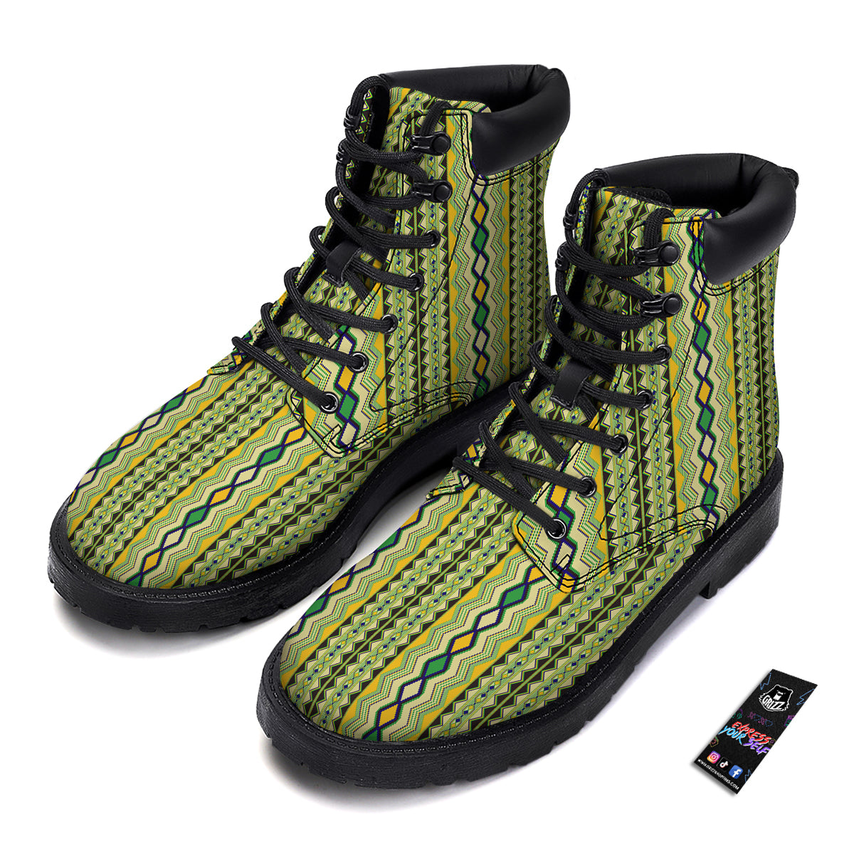 Kente African Print Pattern Boots-grizzshop
