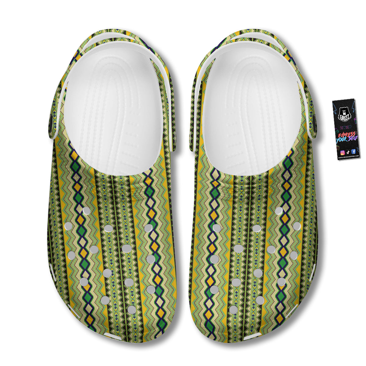 Kente African Print Pattern Clog-grizzshop
