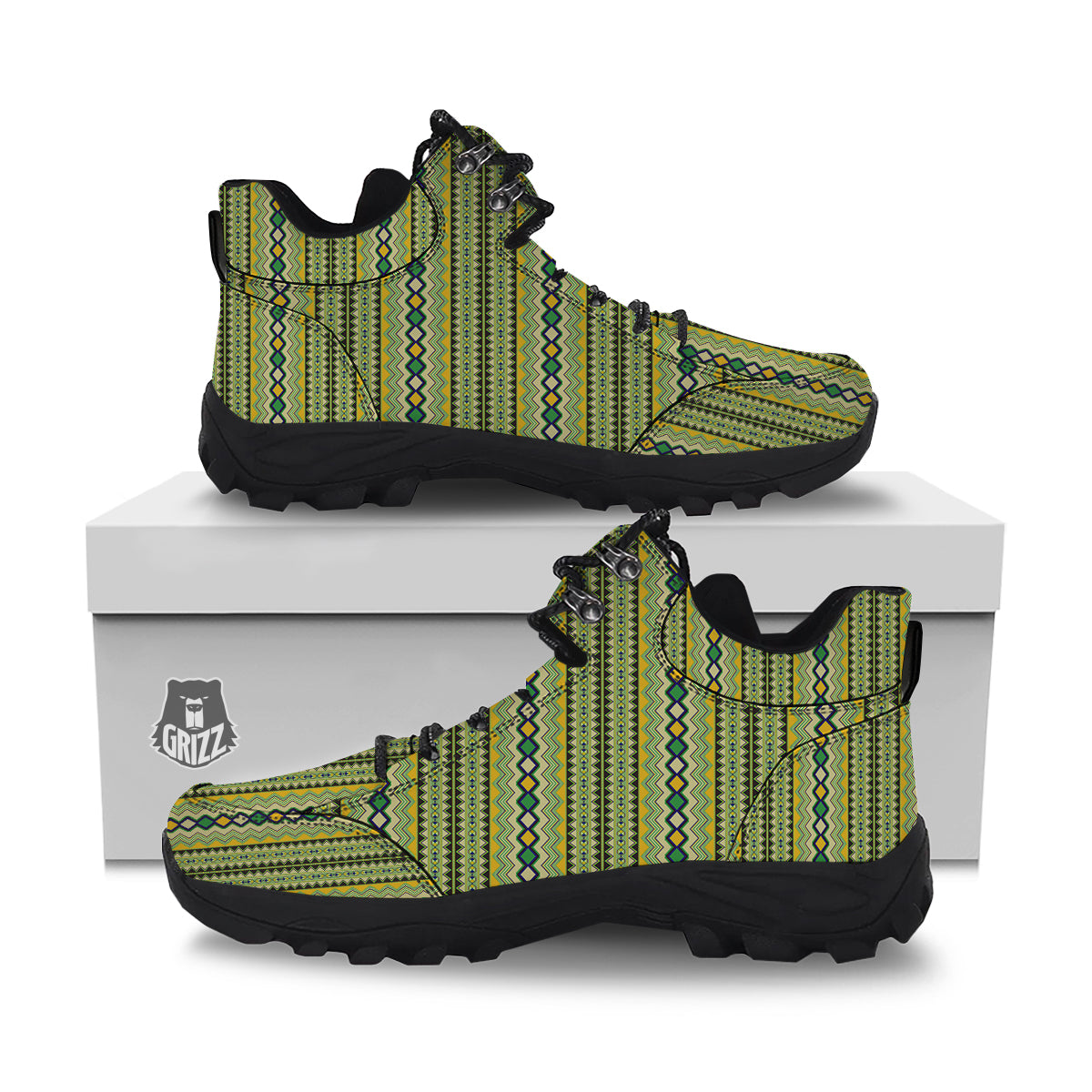 Kente African Print Pattern Hiking Shoes-grizzshop