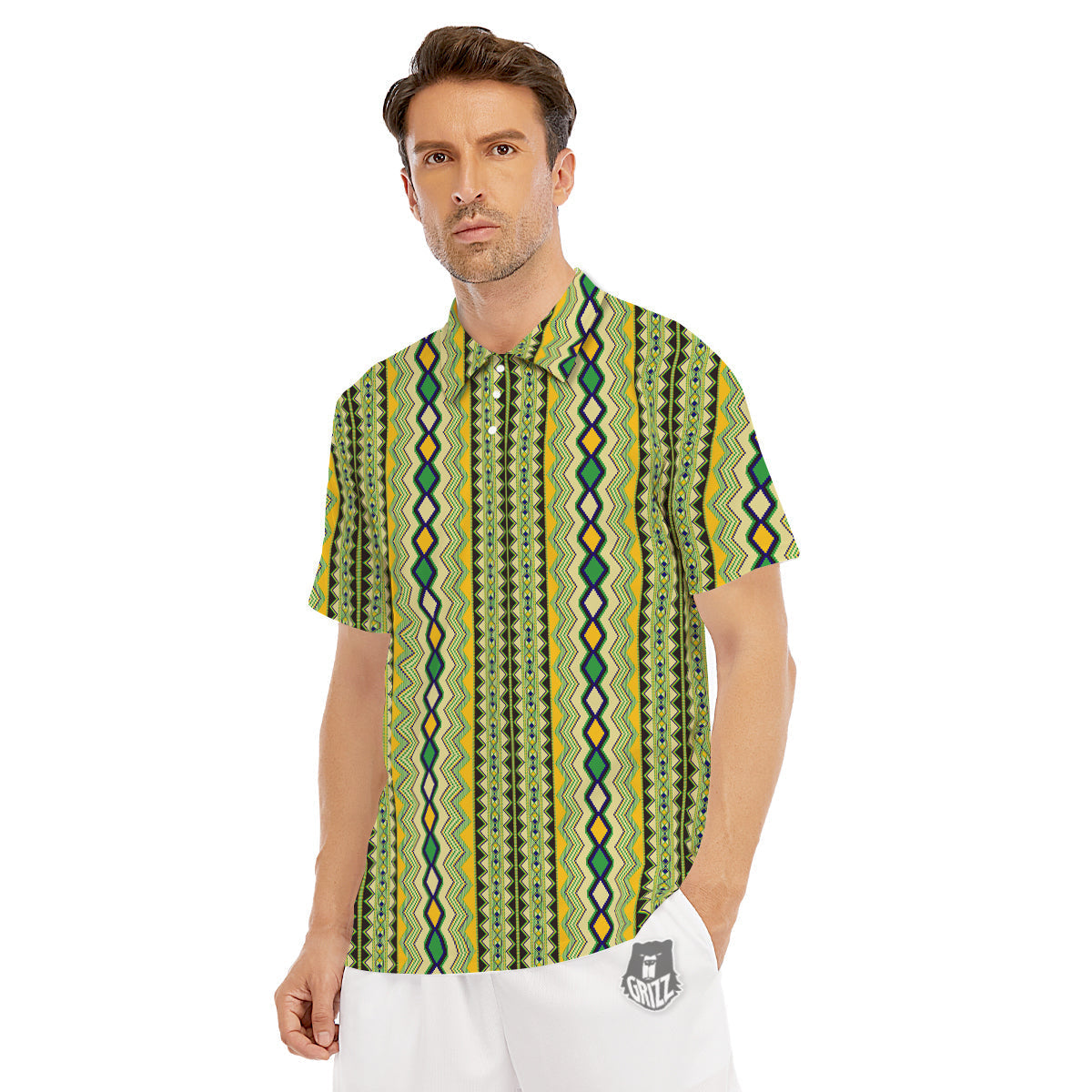 Kente African Print Pattern Men's Golf Shirts-grizzshop