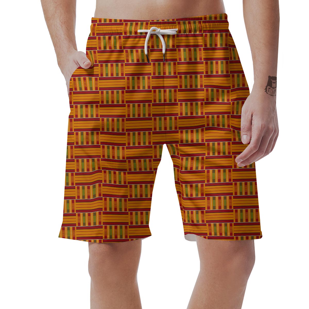 Kente African Print Pattern Men's Shorts-grizzshop