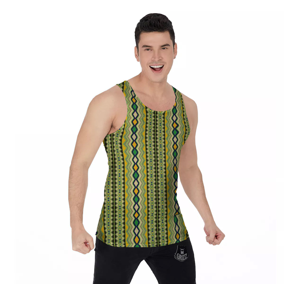 Kente African Print Pattern Men's Tank Top-grizzshop