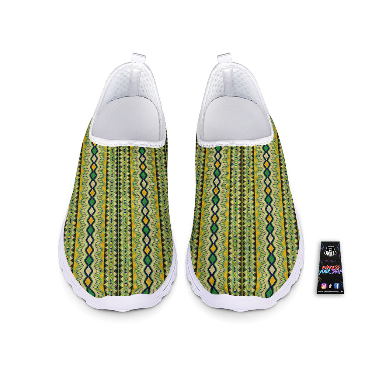 Kente African Print Pattern Nurse Shoes-grizzshop