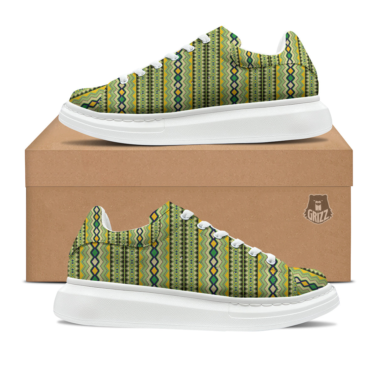 Kente African Print Pattern Platform Shoes-grizzshop