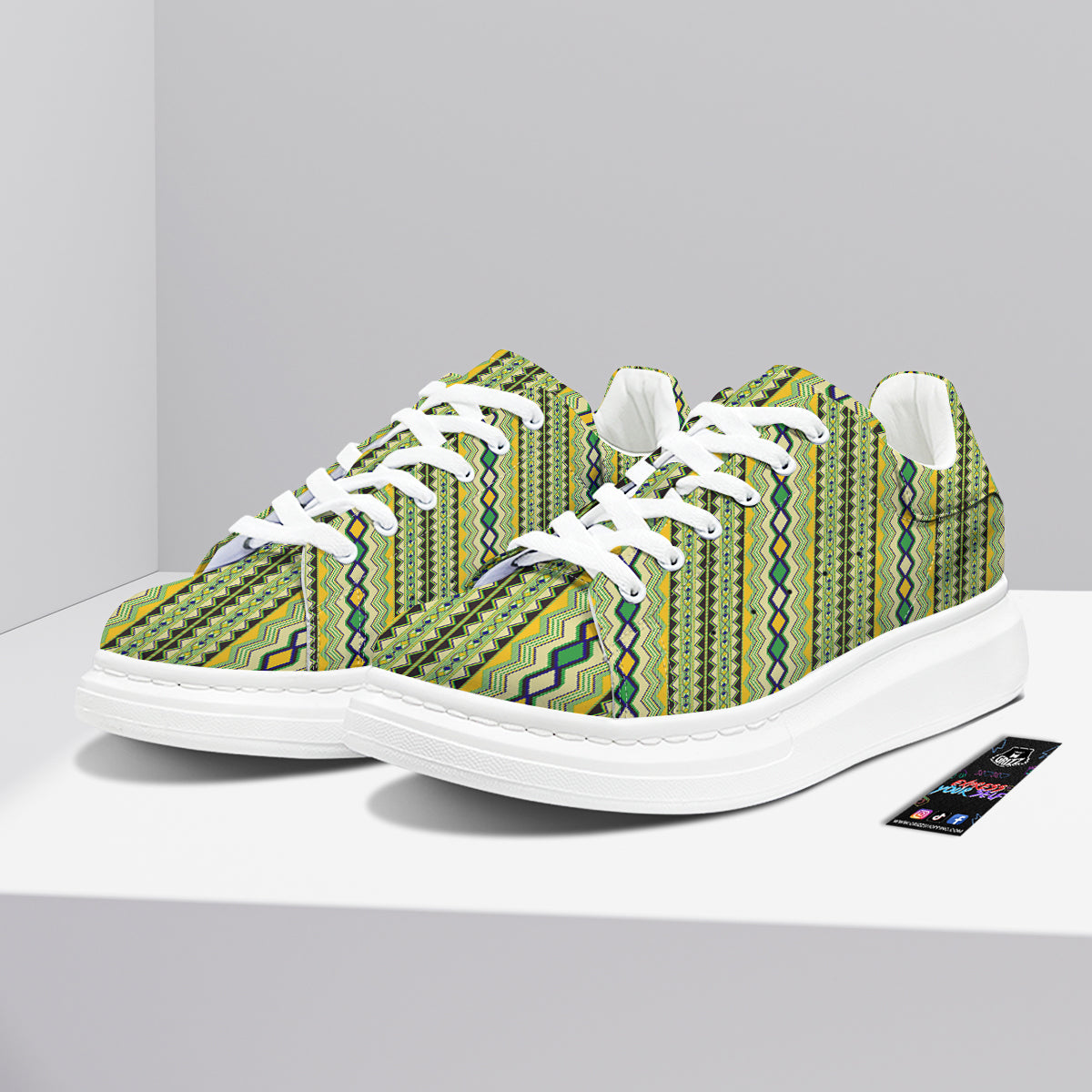 Kente African Print Pattern Platform Shoes-grizzshop