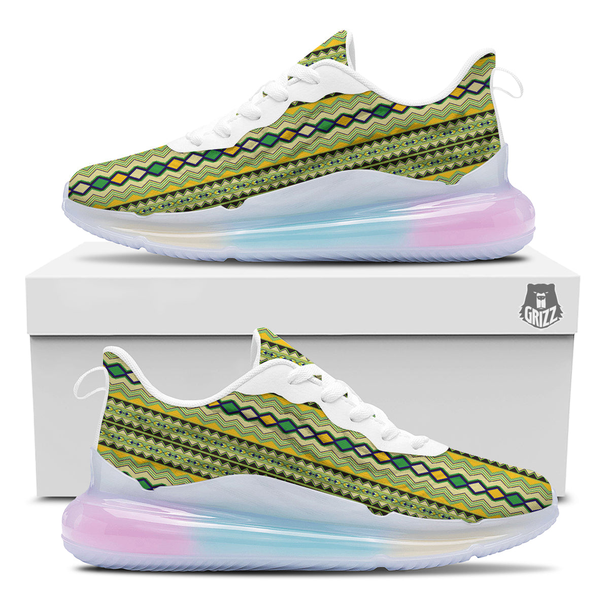 Kente African Print Pattern Running Sneakers-grizzshop
