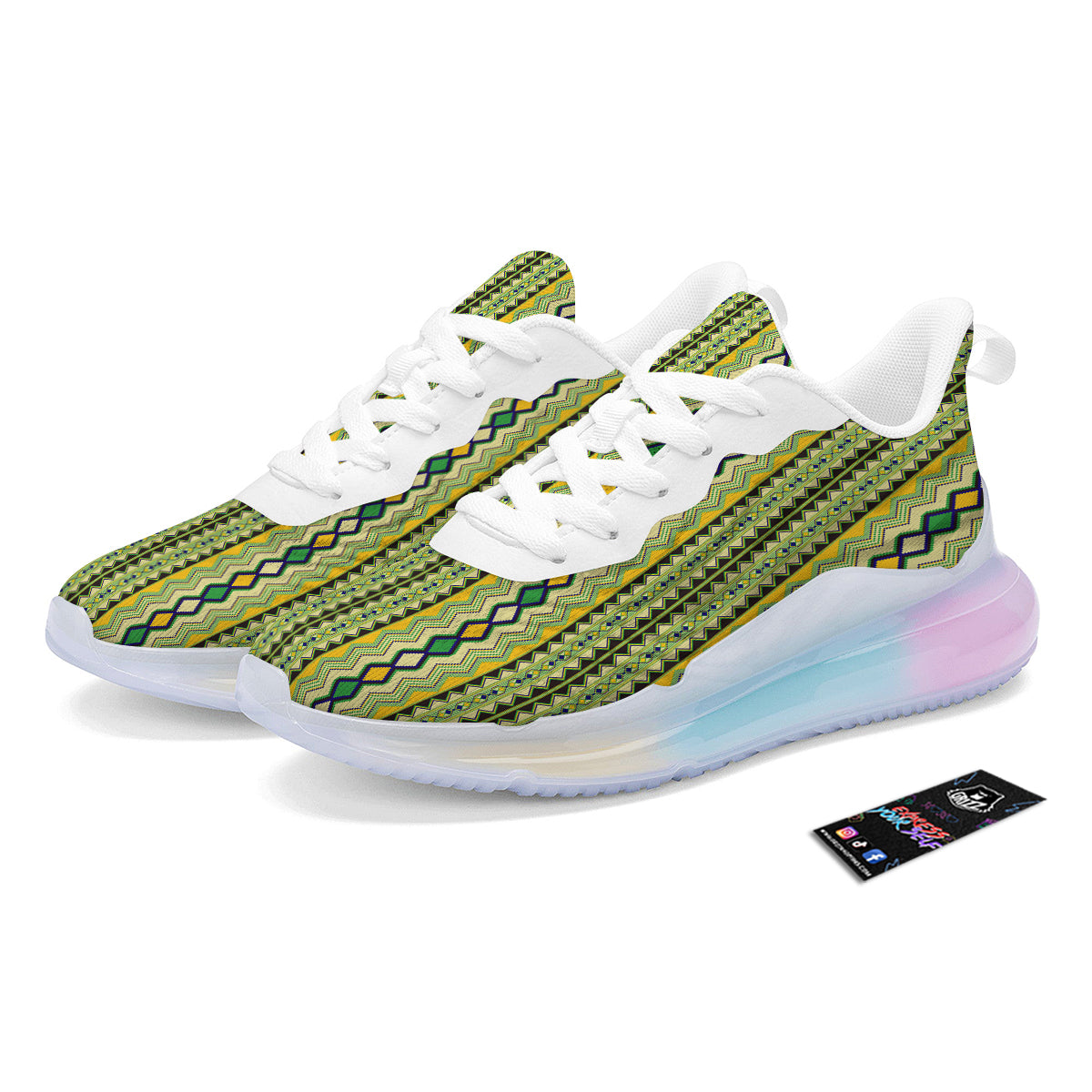 Kente African Print Pattern Running Sneakers-grizzshop
