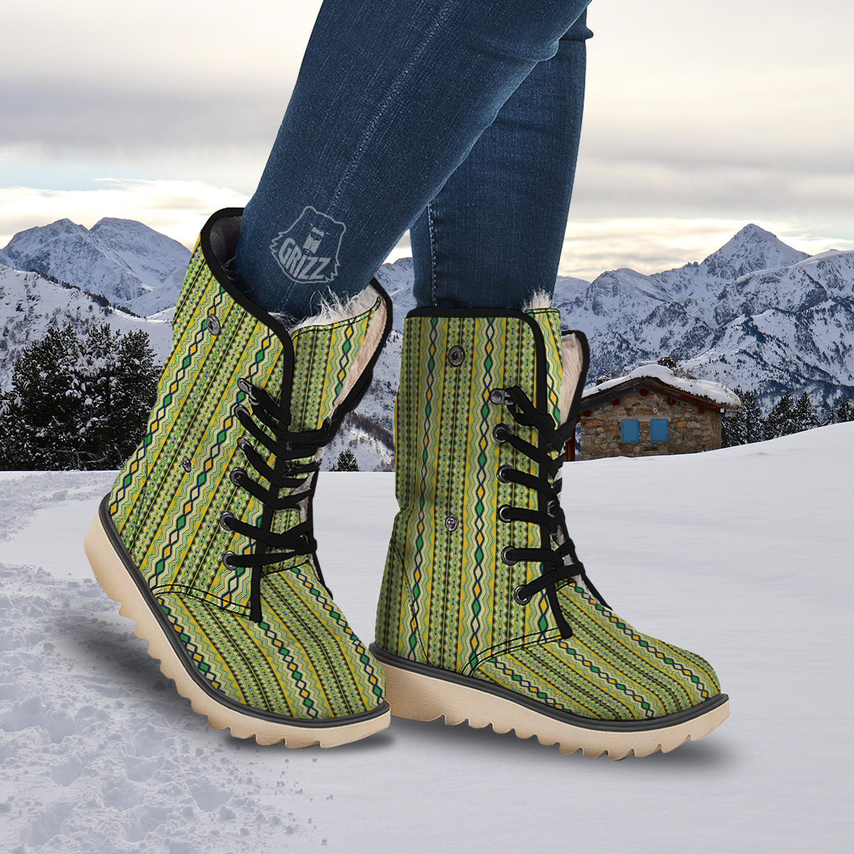 Kente African Print Pattern Snow Boots-grizzshop