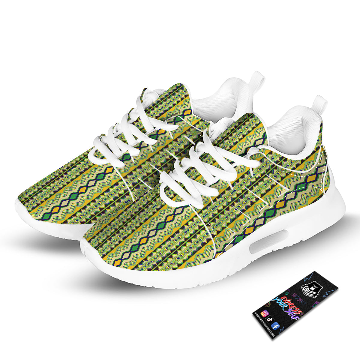 Kente African Print Pattern Tennis Shoes-grizzshop