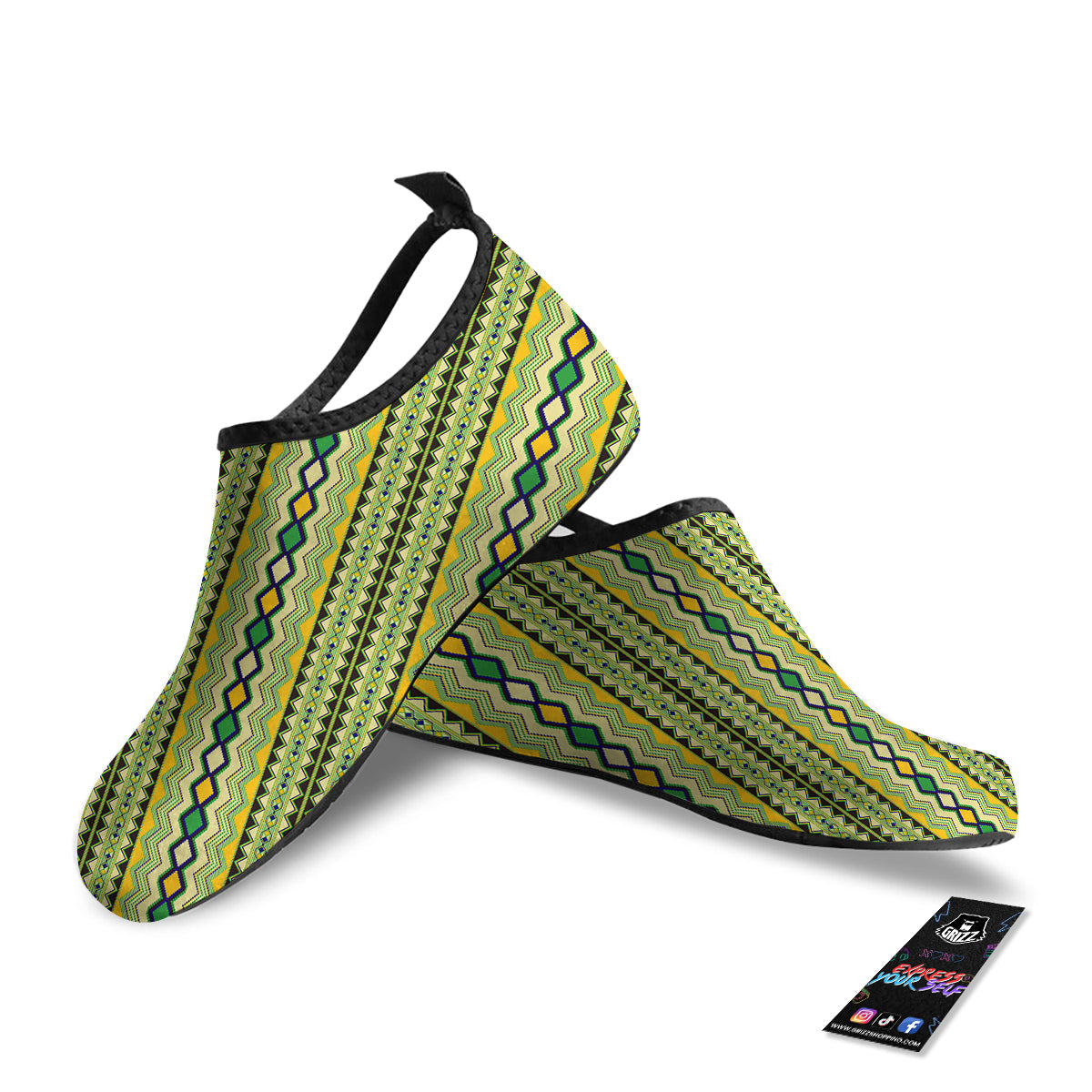 Kente African Print Pattern Water Shoes-grizzshop