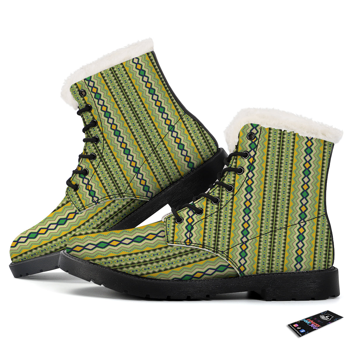 Kente African Print Pattern Winter Boots-grizzshop
