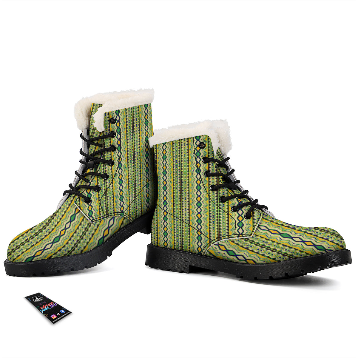 Kente African Print Pattern Winter Boots-grizzshop