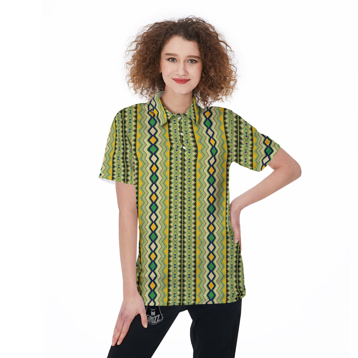 Kente African Print Pattern Women's Golf Shirts-grizzshop
