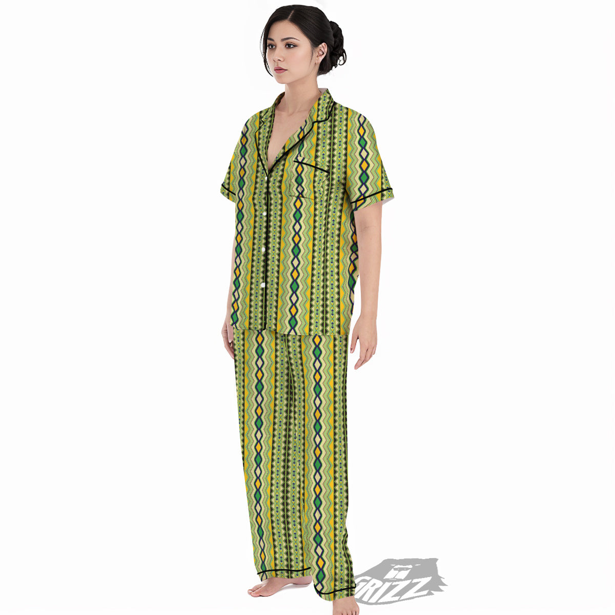 Kente African Print Pattern Women's Pajamas Set-grizzshop