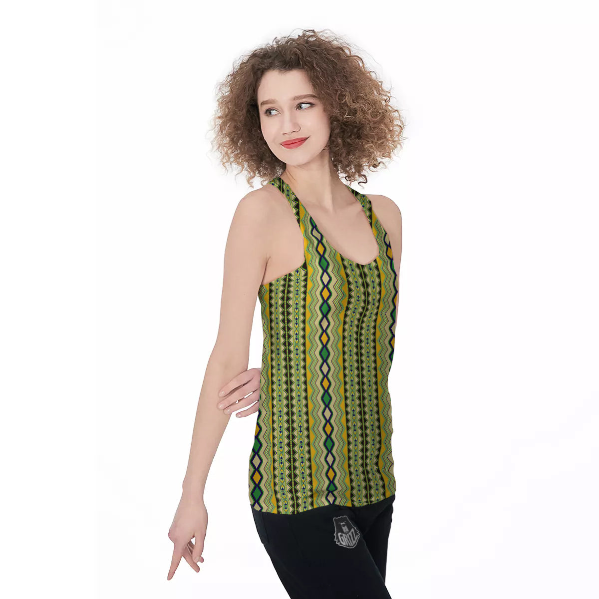 Kente African Print Pattern Women's Racerback Tank Top-grizzshop