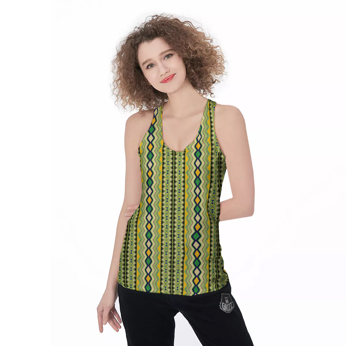 Kente African Print Pattern Women's Racerback Tank Top-grizzshop