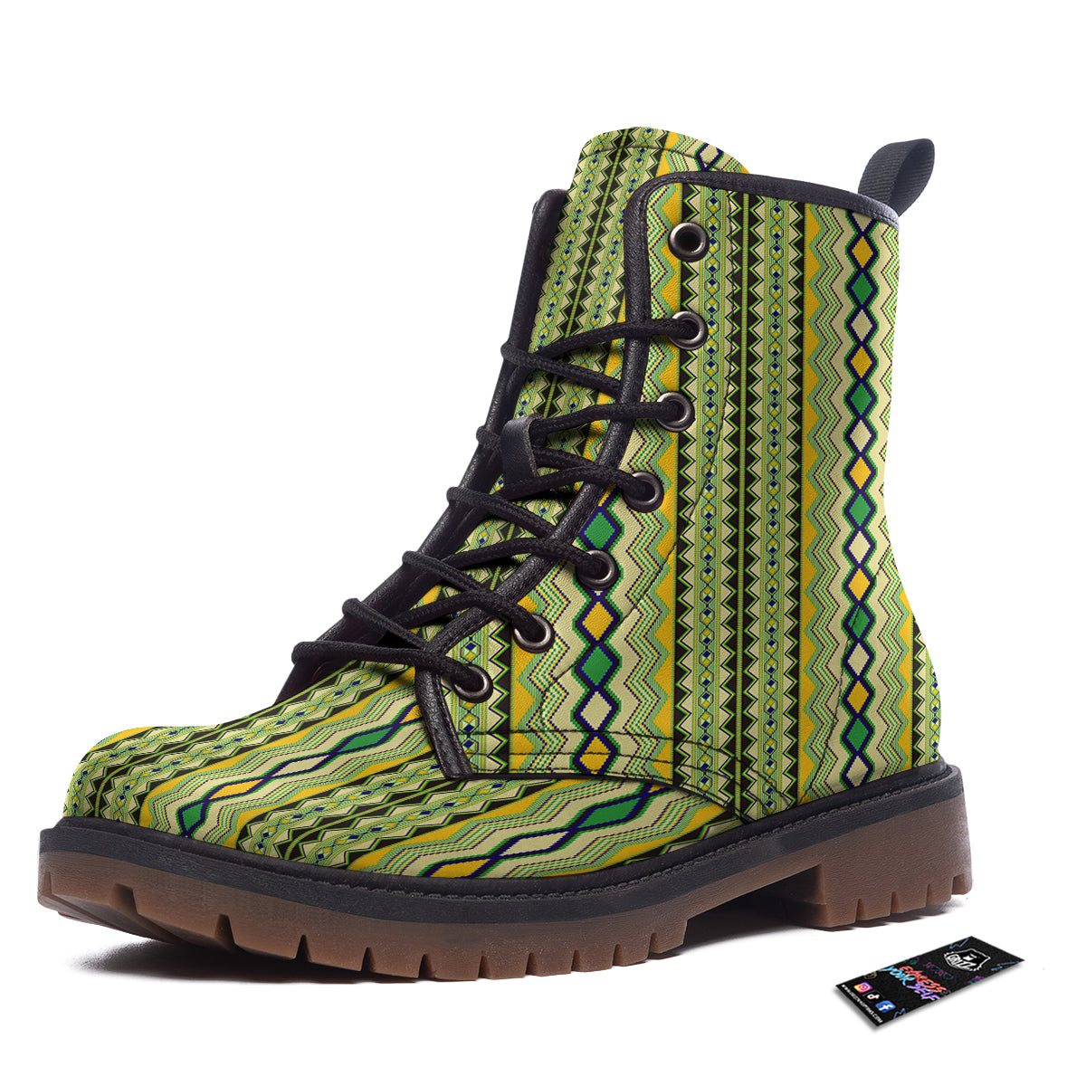 Kente African Print Pattern Work Boots-grizzshop
