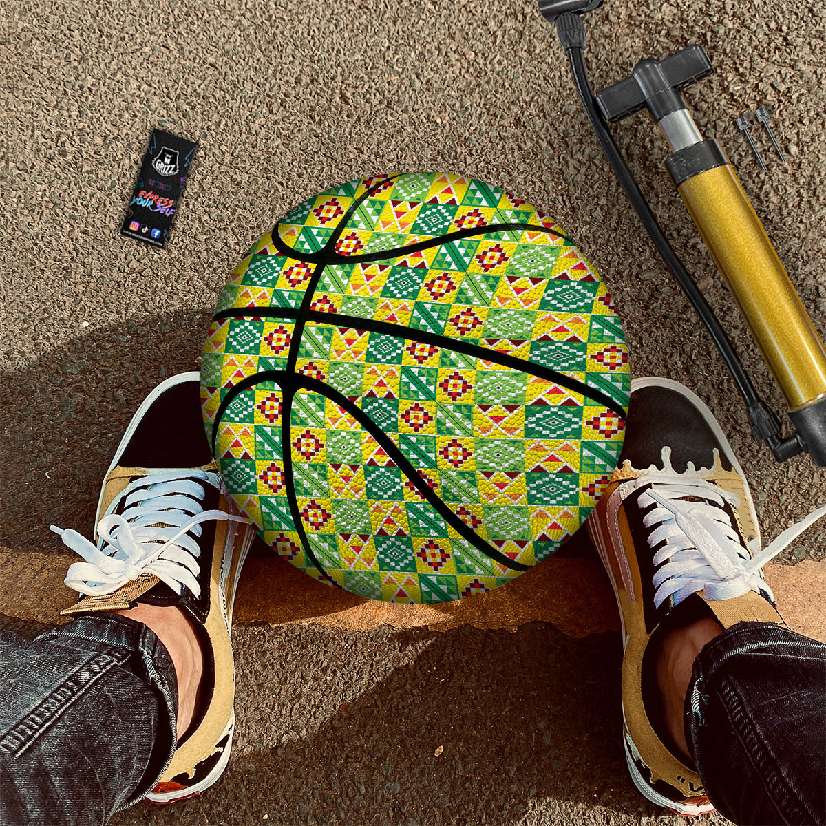 Kente Asante Print Pattern Basketball-grizzshop
