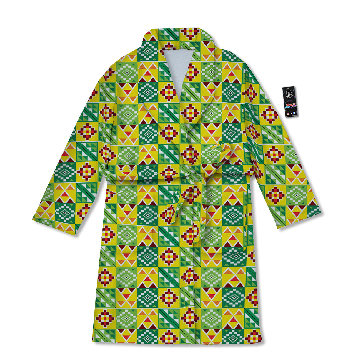 Kente Asante Print Pattern Bathrobe-grizzshop