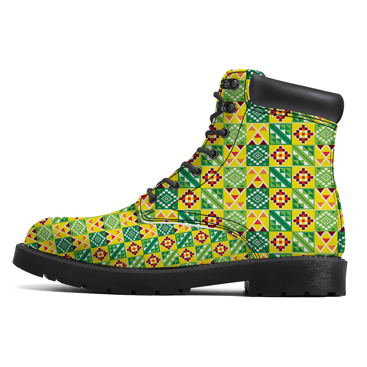 Kente Asante Print Pattern Boots-grizzshop