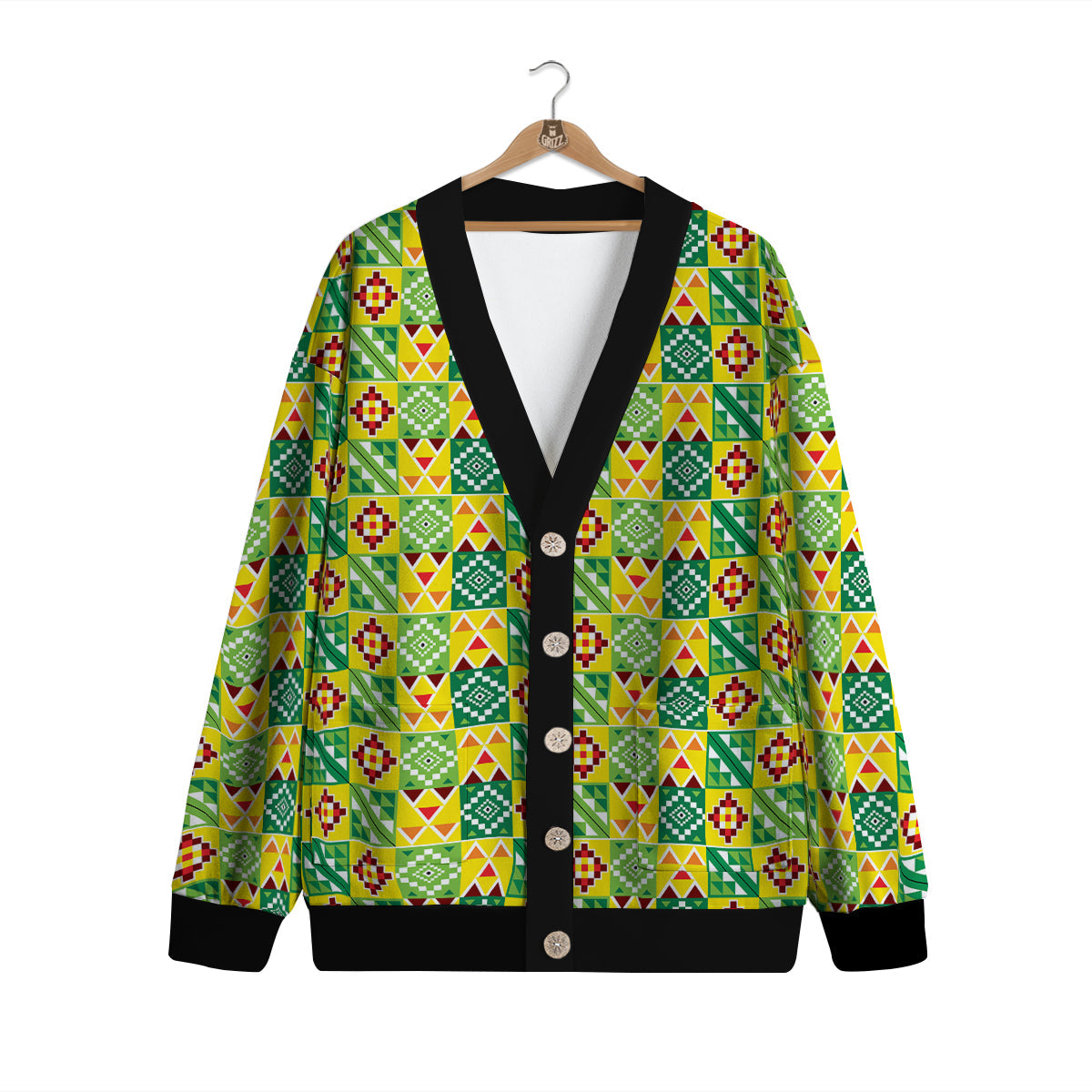 Kente Asante Print Pattern Cardigan-grizzshop