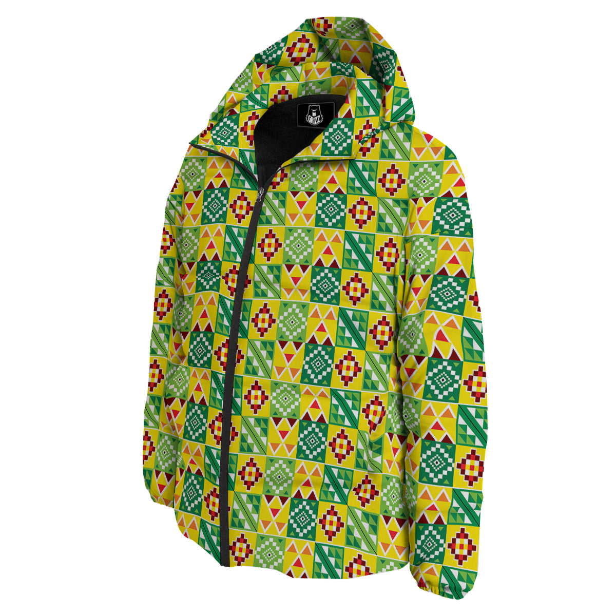 Kente Asante Print Pattern Down Jacket-grizzshop