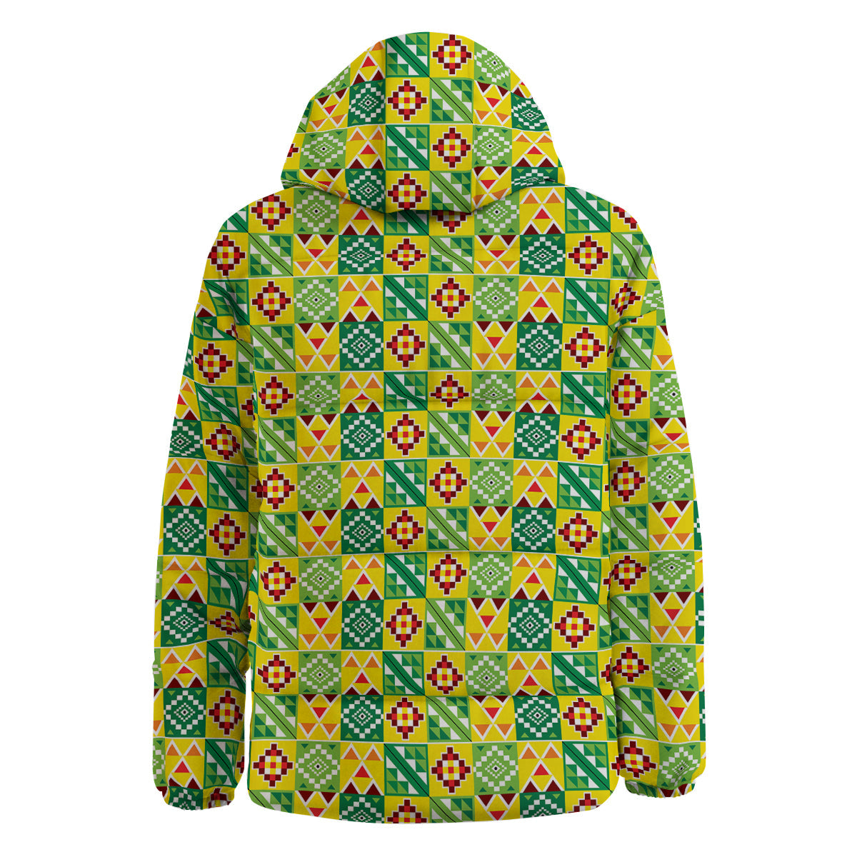 Kente Asante Print Pattern Down Jacket-grizzshop