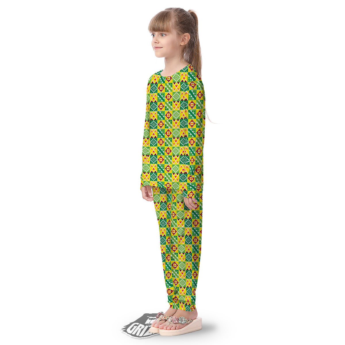 Kente Asante Print Pattern Kid's Pajamas-grizzshop