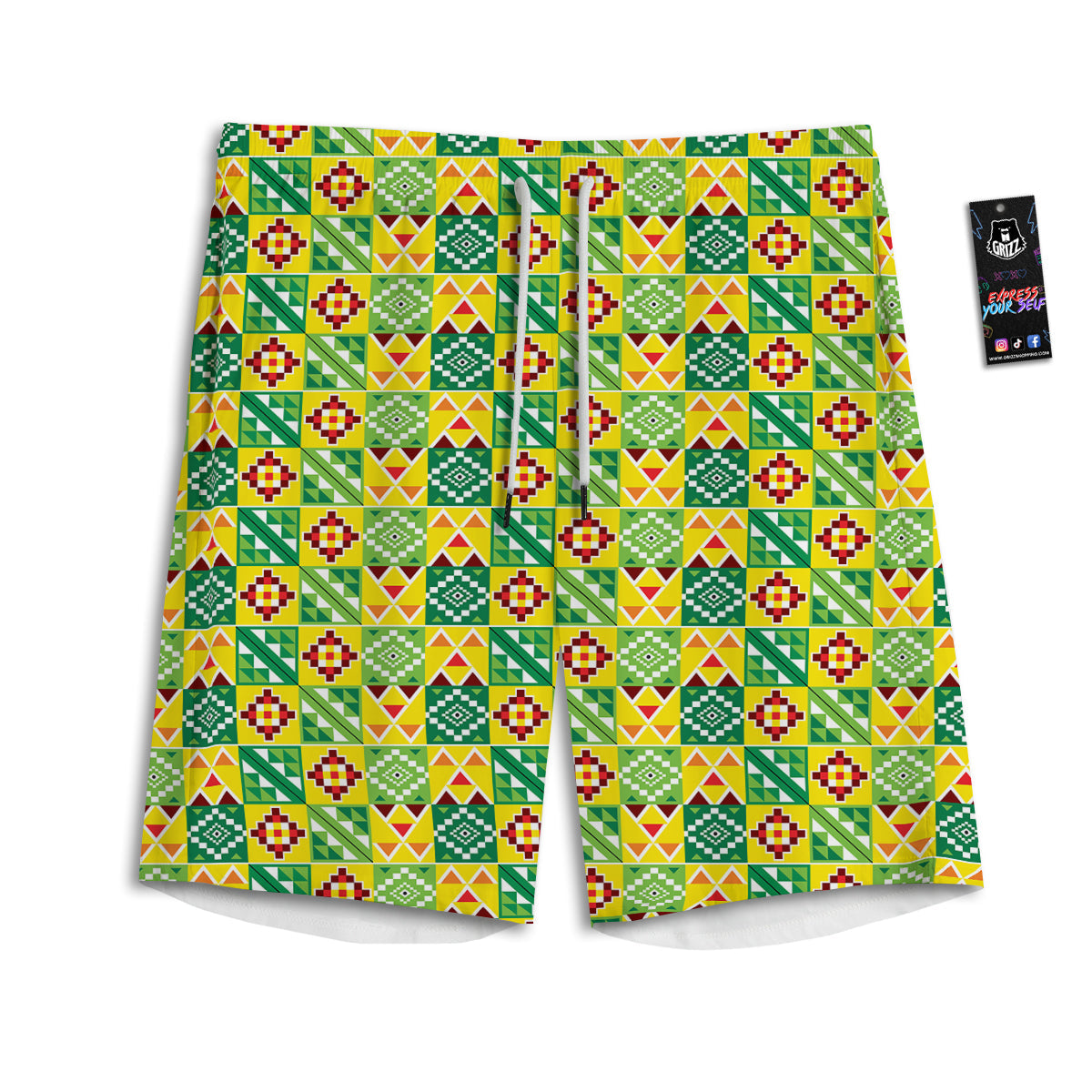 Kente Asante Print Pattern Men's Athletic Shorts