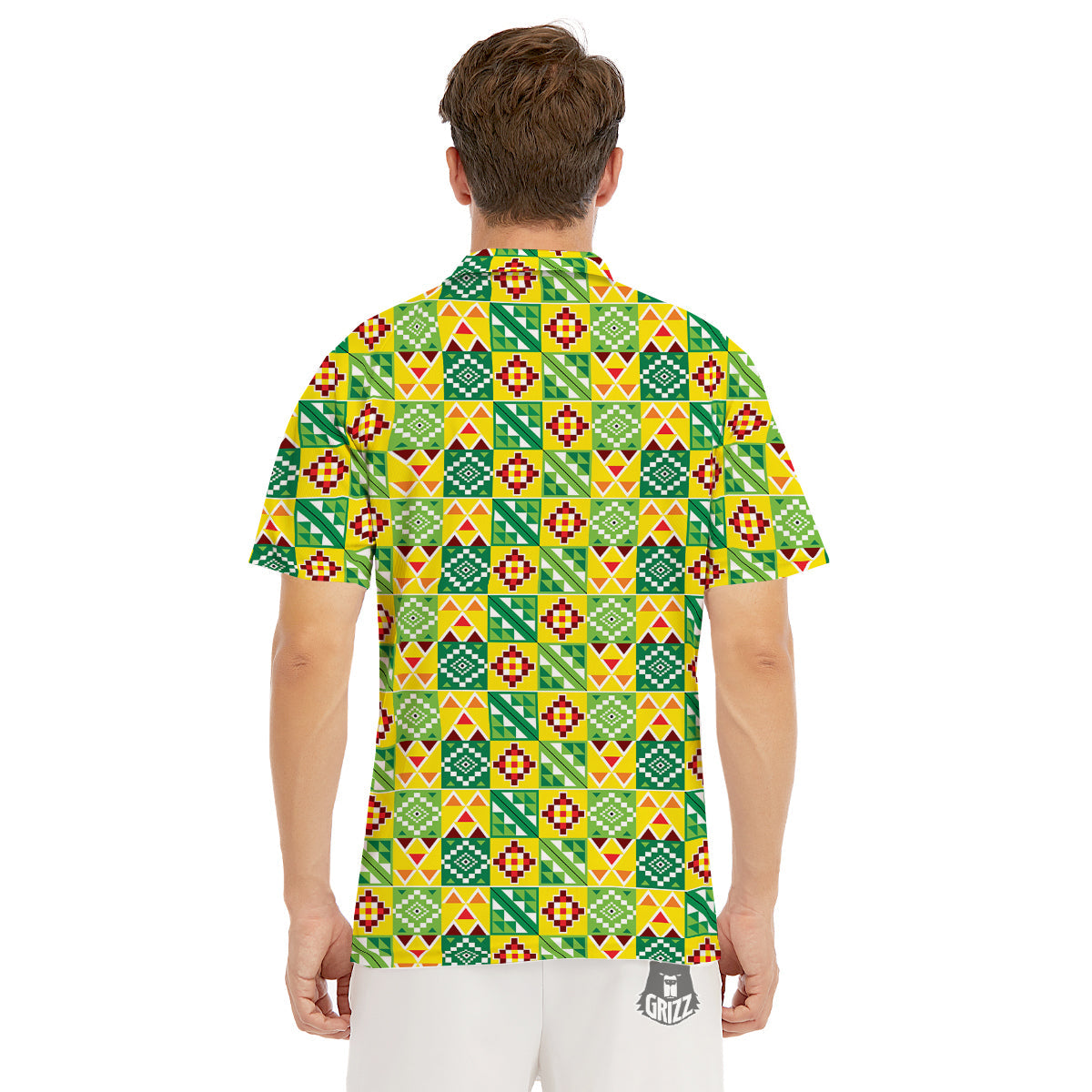 Kente Asante Print Pattern Men's Golf Shirts-grizzshop