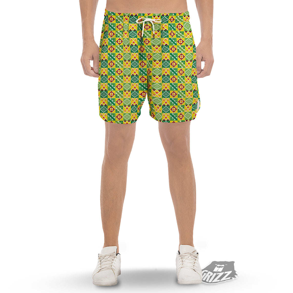 Kente Asante Print Pattern Men's Gym Shorts-grizzshop