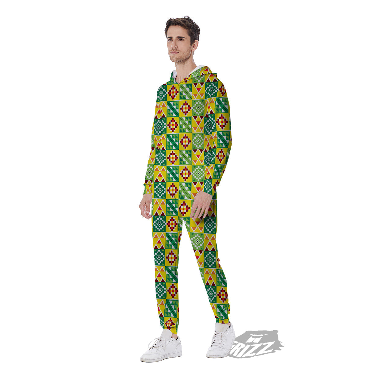 Kente Asante Print Pattern Men's Jumpsuit-grizzshop