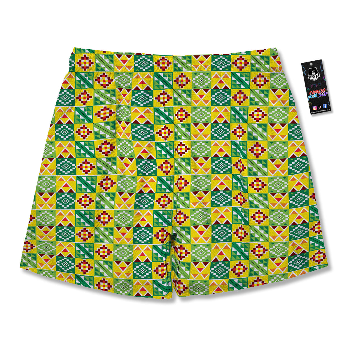 Kente Asante Print Pattern Men's Running Shorts-grizzshop