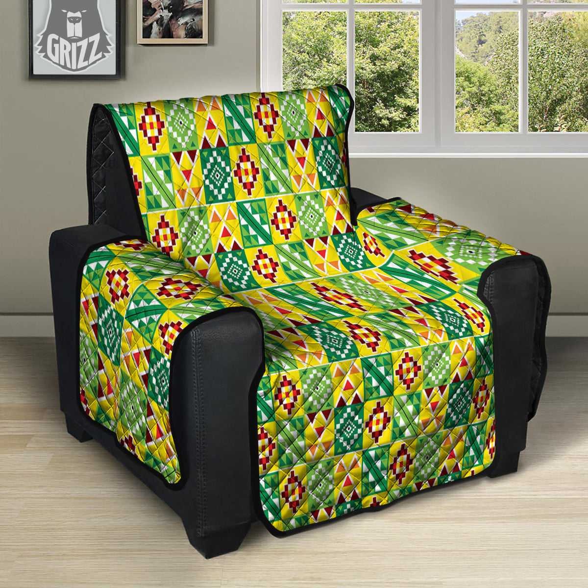 Kente Asante Print Pattern Recliner Protector-grizzshop