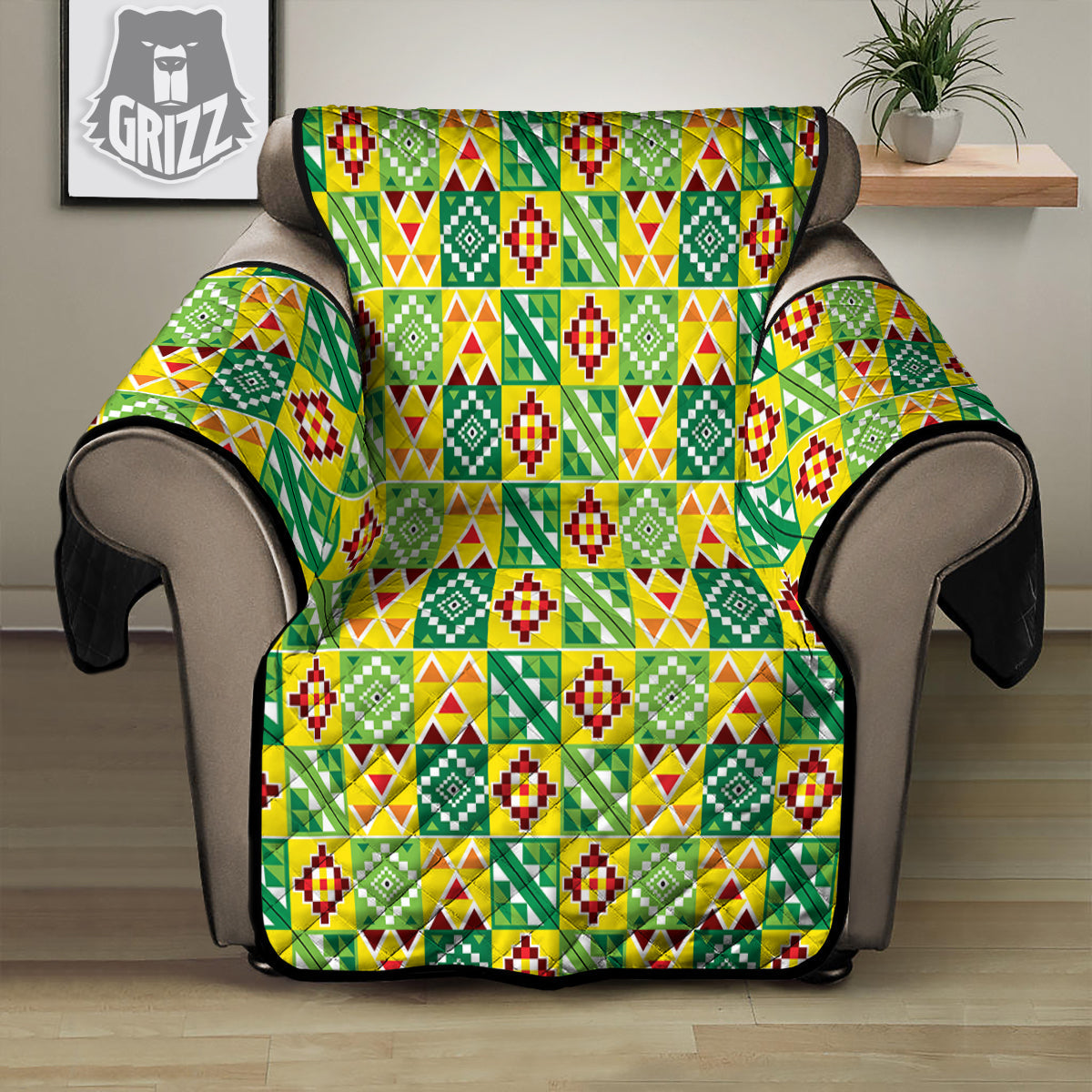 Kente Asante Print Pattern Recliner Protector-grizzshop