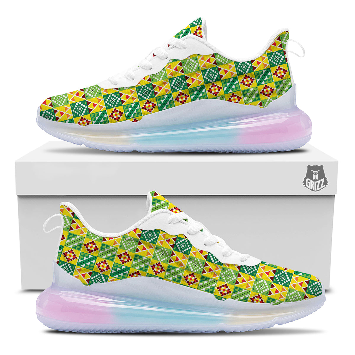Kente Asante Print Pattern Running Sneakers-grizzshop