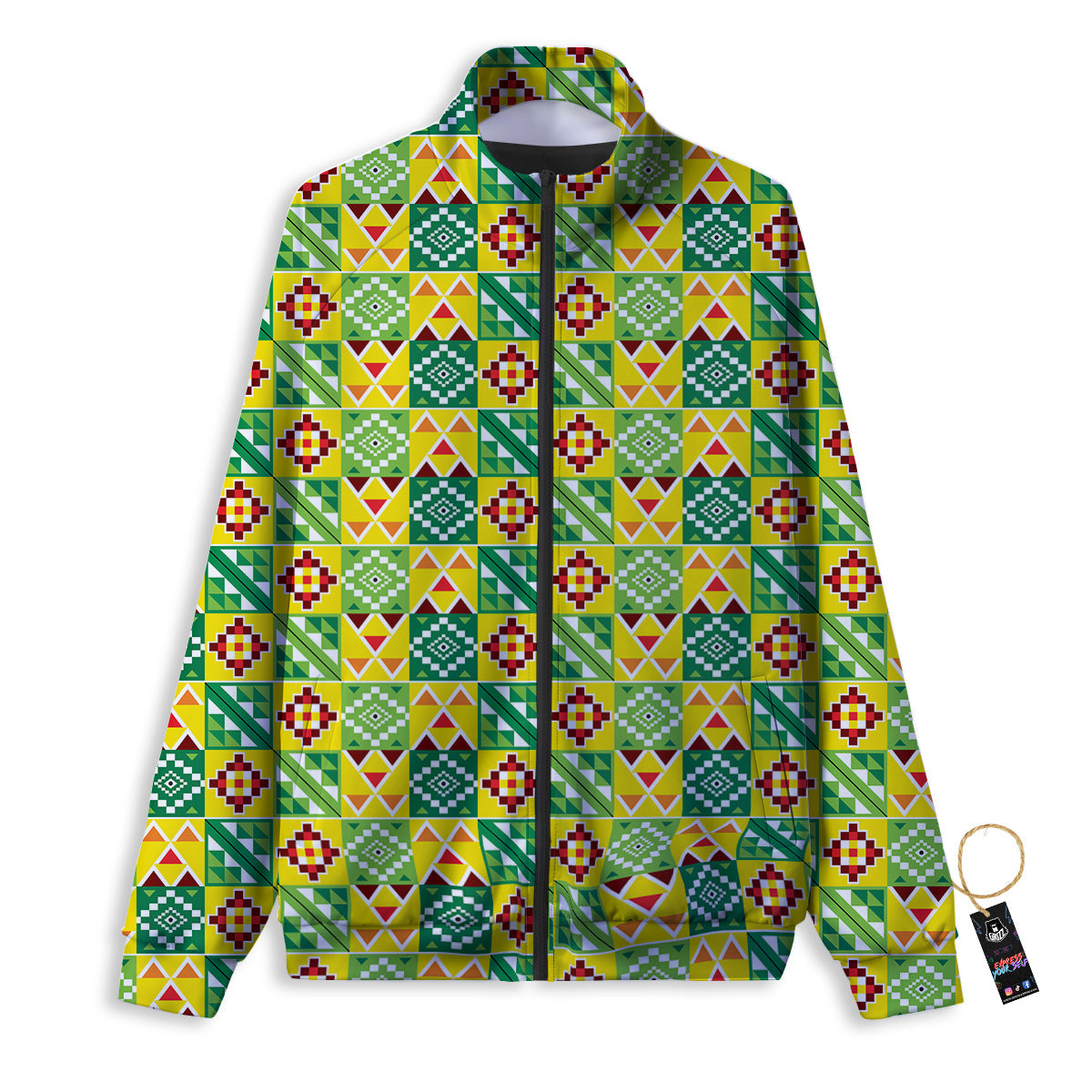 Kente Asante Print Pattern Track Jacket-grizzshop