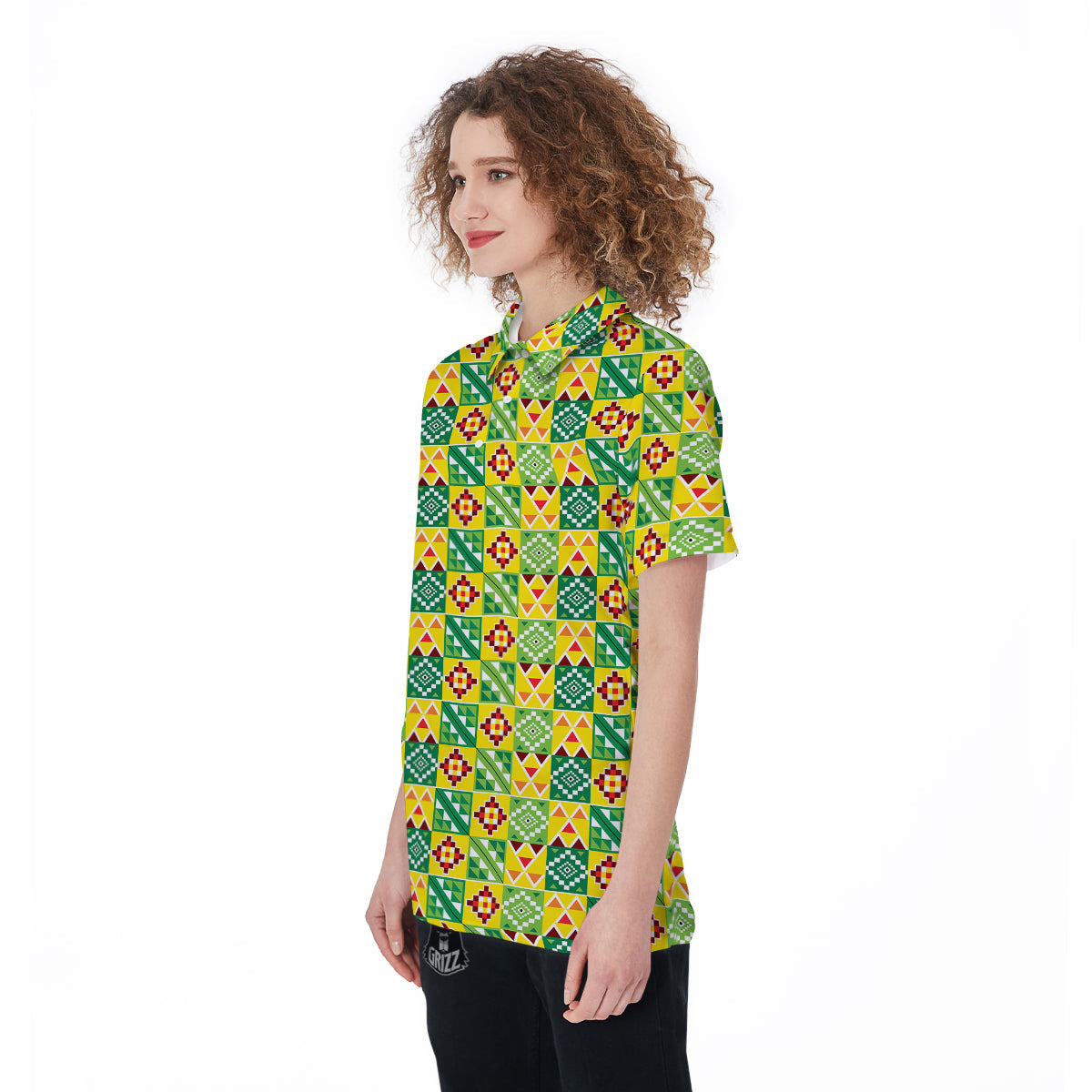 Kente Asante Print Pattern Women's Golf Shirts-grizzshop
