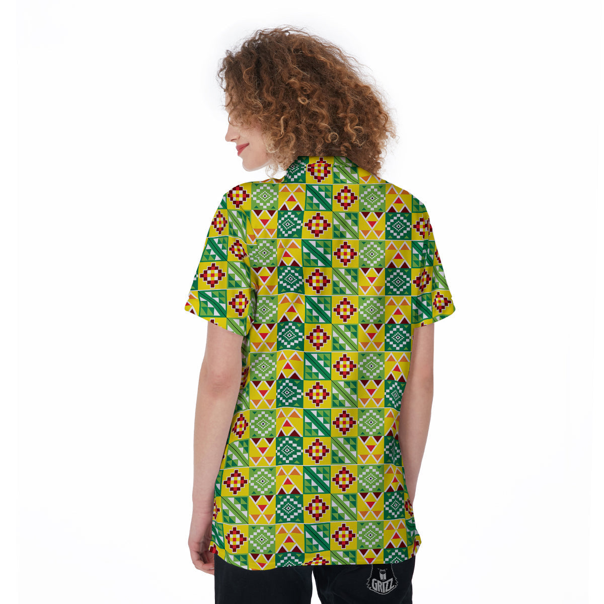 Kente Asante Print Pattern Women's Golf Shirts-grizzshop