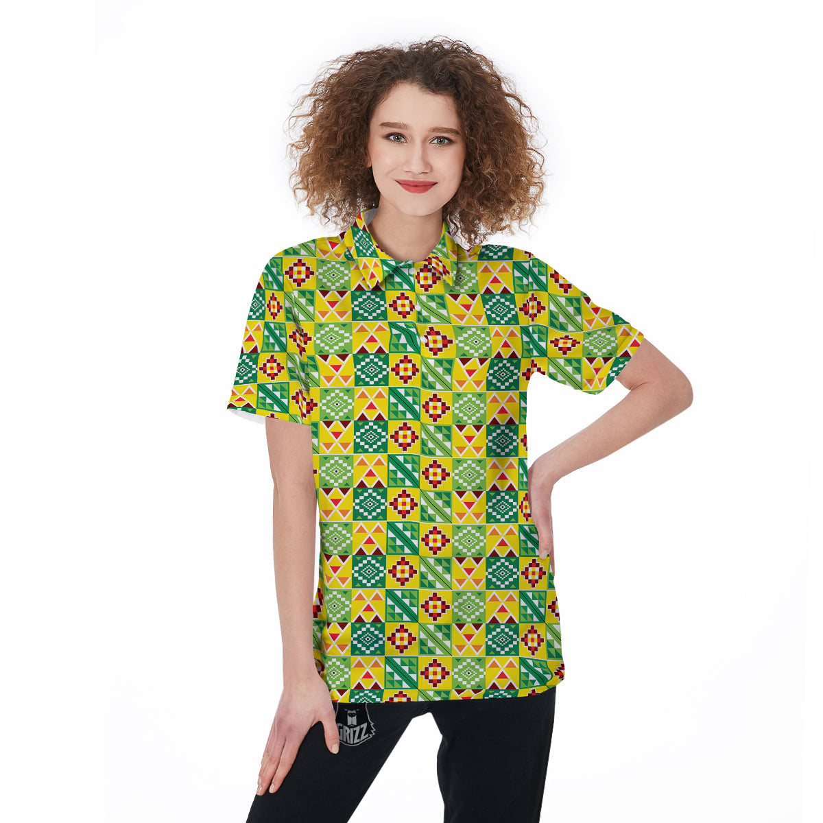 Kente Asante Print Pattern Women's Golf Shirts-grizzshop