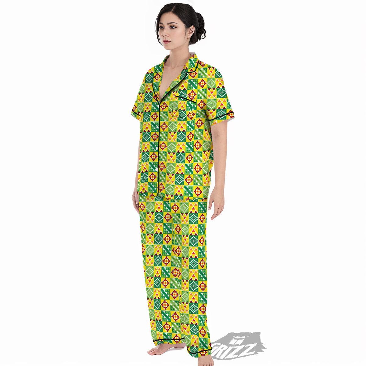 Kente Asante Print Pattern Women's Pajamas Set-grizzshop