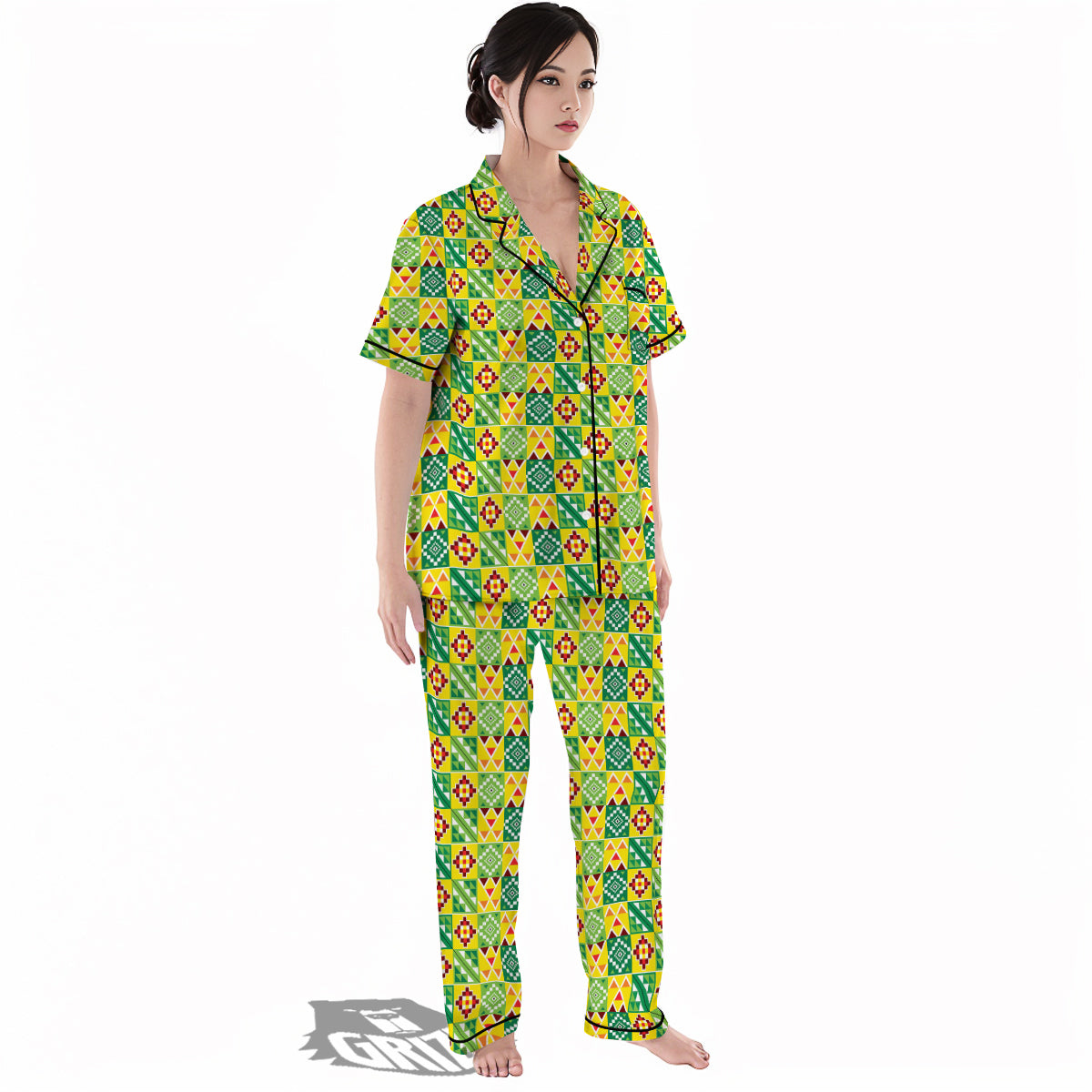 Kente Asante Print Pattern Women's Pajamas Set-grizzshop